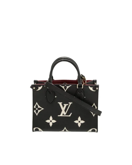 Louis Vuitton OnTheGo Red Interior Tote PM Black Leather