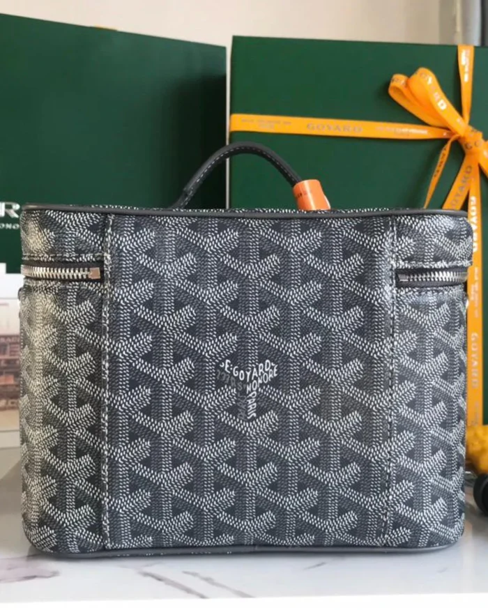Rebce Goyard Goyardine Muse Vanity Case - Grey Cosmetic Bags