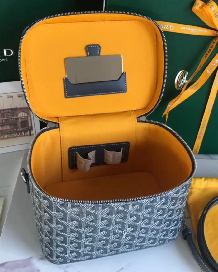 Rebce Goyard Goyardine Muse Vanity Case - Grey Cosmetic Bags